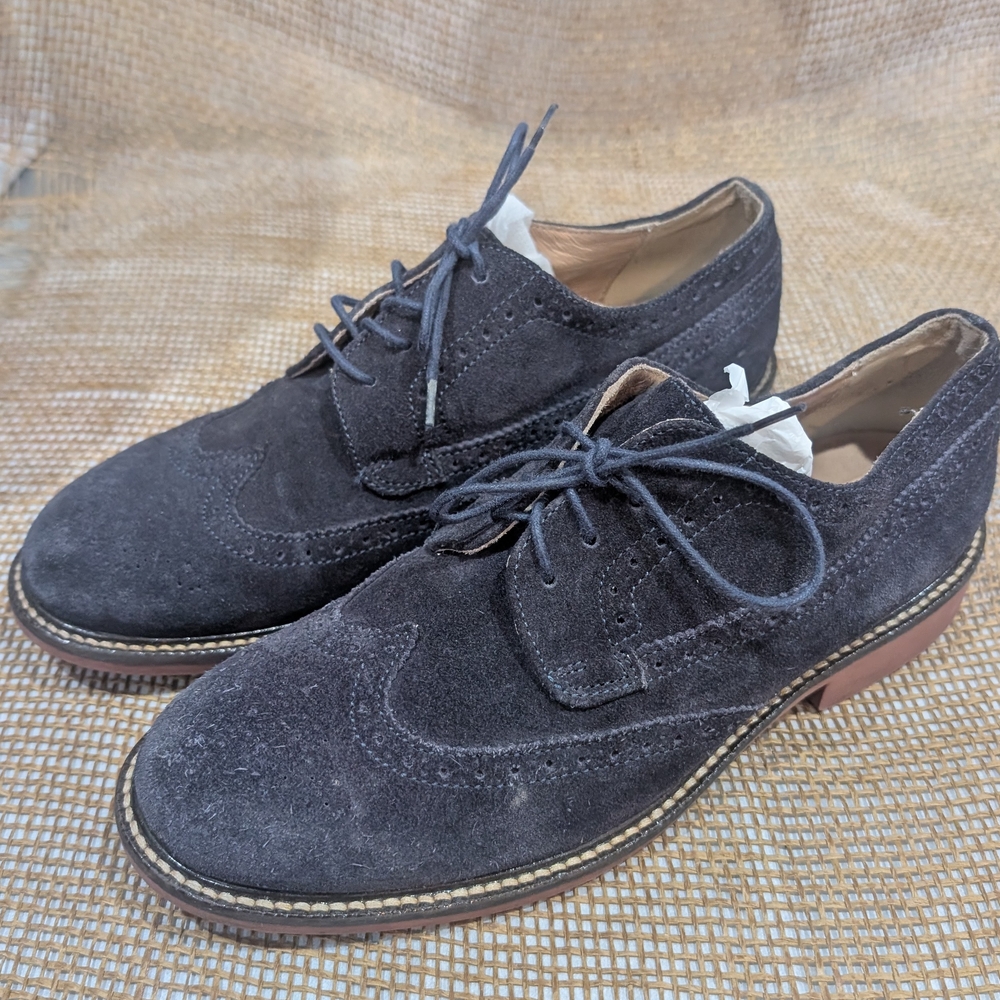 Crewcuts Boys Dress Shoes, Size 5, Blue Suede Wingtips